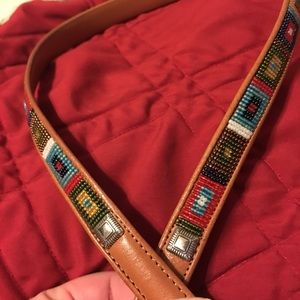 Brighton Aztec or Western Leather Beaded Belt